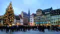 Busy town square of Strasbourg, France during MarchÃÂ© de NoÃÂ«l Strasbourg